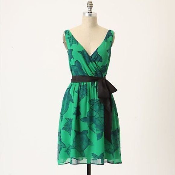 Green Tortoise Print Cocktail Dress - Picture 1 of 3